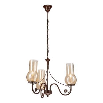 Brilagi - Candeeiro suspenso COTTAGE 3xE14/40W/230V castanho