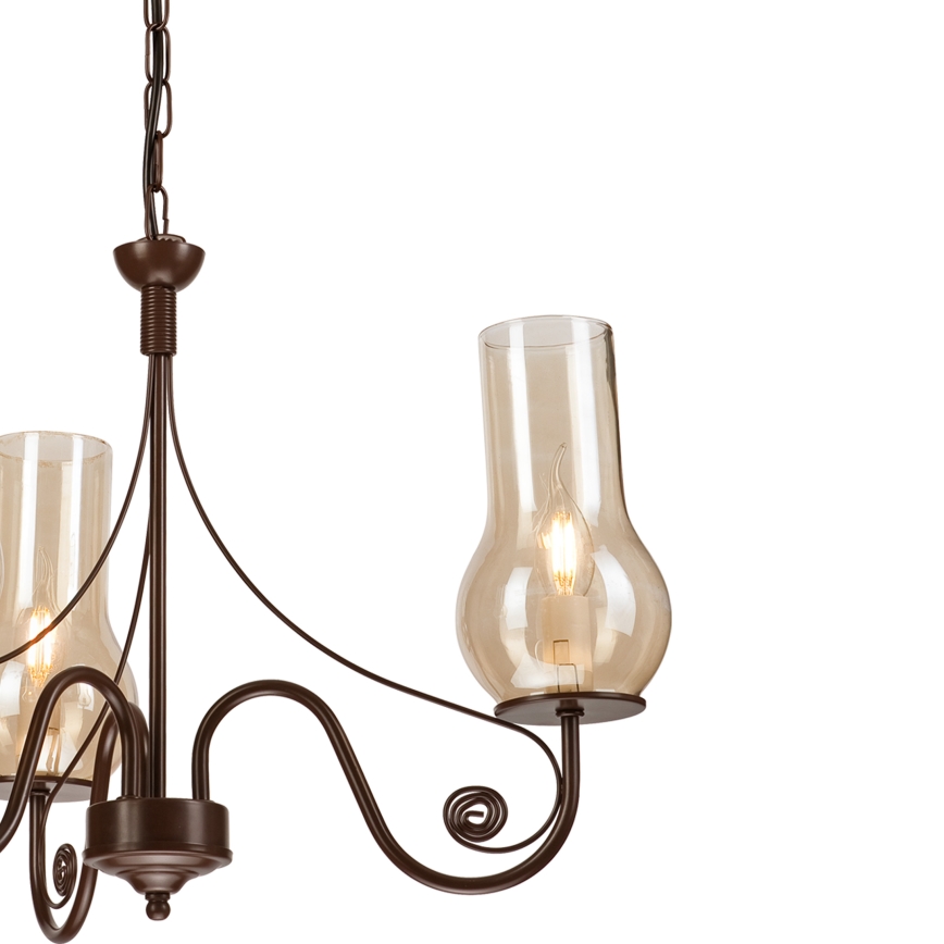 Brilagi - Candeeiro suspenso COTTAGE 3xE14/40W/230V castanho