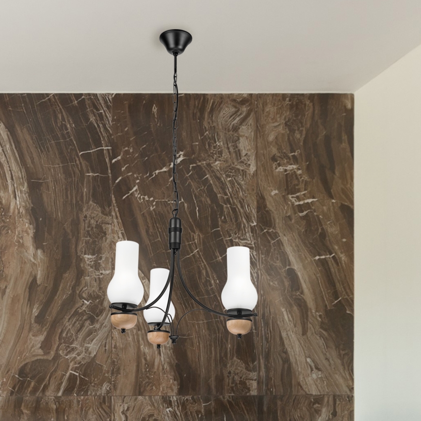 Brilagi - Candeeiro suspenso COTTAGE 3xE14/40W/230V faia/branco
