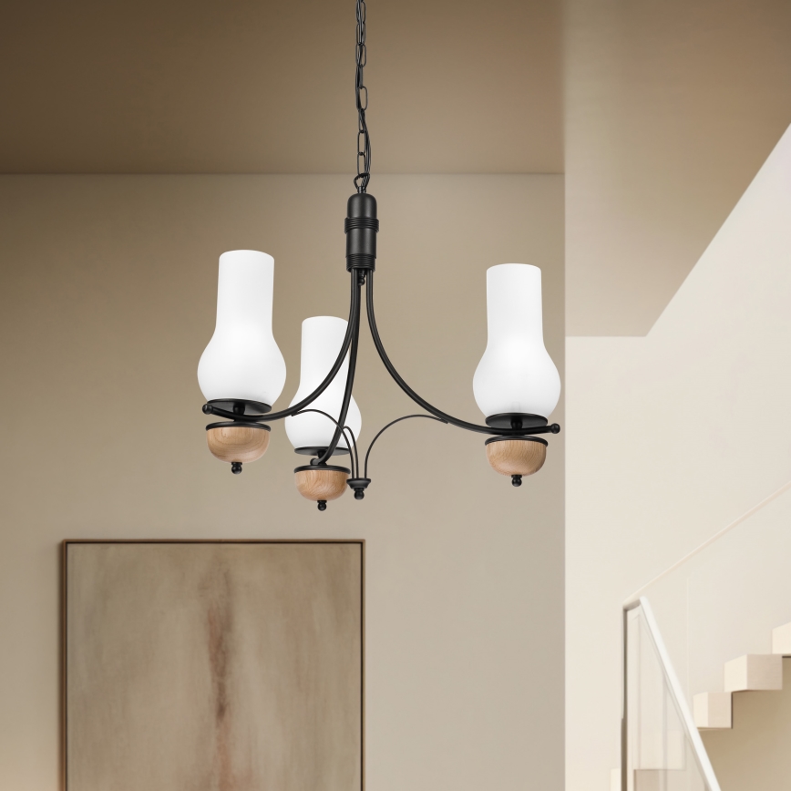 Brilagi - Candeeiro suspenso COTTAGE 3xE14/40W/230V faia/branco
