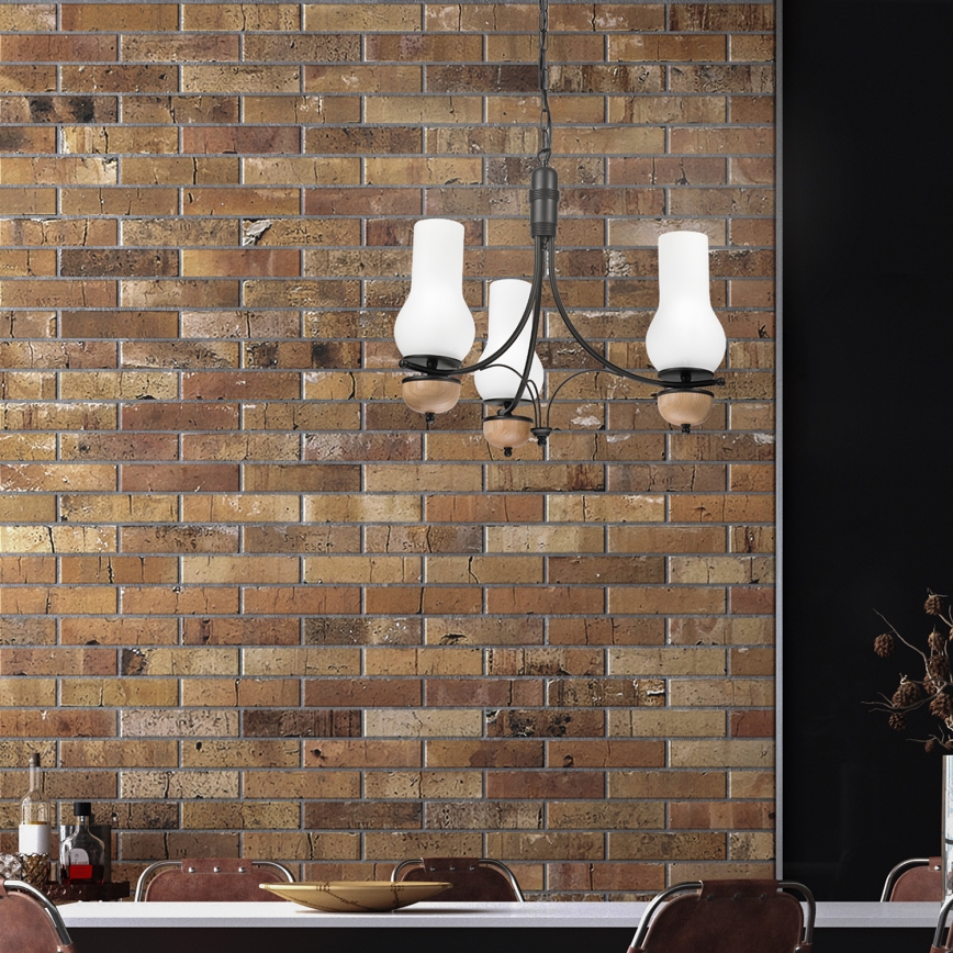 Brilagi - Candeeiro suspenso COTTAGE 3xE14/40W/230V faia/branco