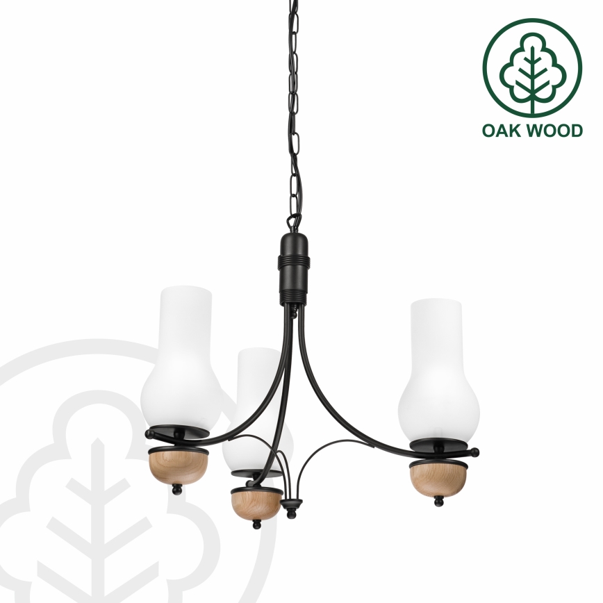 Brilagi - Candeeiro suspenso COTTAGE 3xE14/40W/230V faia/branco