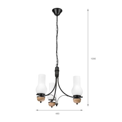 Brilagi - Candeeiro suspenso COTTAGE 3xE14/40W/230V faia/branco