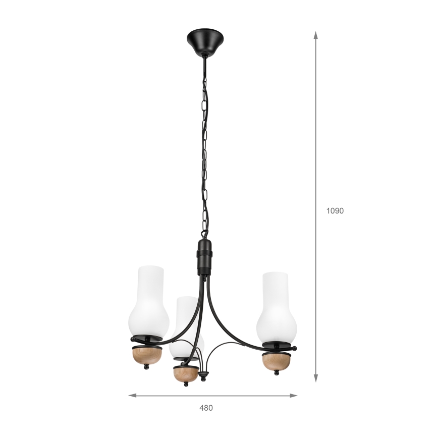 Brilagi - Candeeiro suspenso COTTAGE 3xE14/40W/230V faia/branco