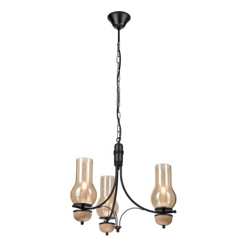 Brilagi - Candeeiro suspenso COTTAGE 3xE14/40W/230V faia/castanho