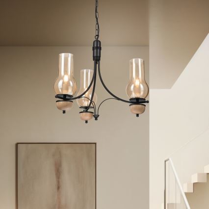 Brilagi - Candeeiro suspenso COTTAGE 3xE14/40W/230V faia/castanho