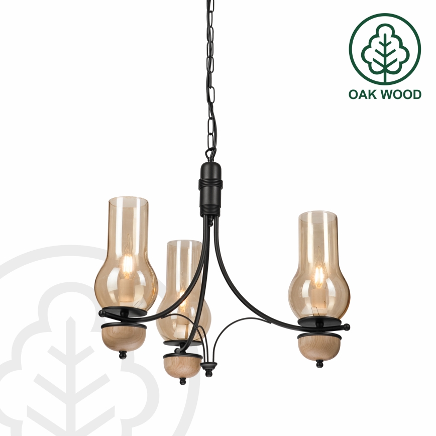 Brilagi - Candeeiro suspenso COTTAGE 3xE14/40W/230V faia/castanho