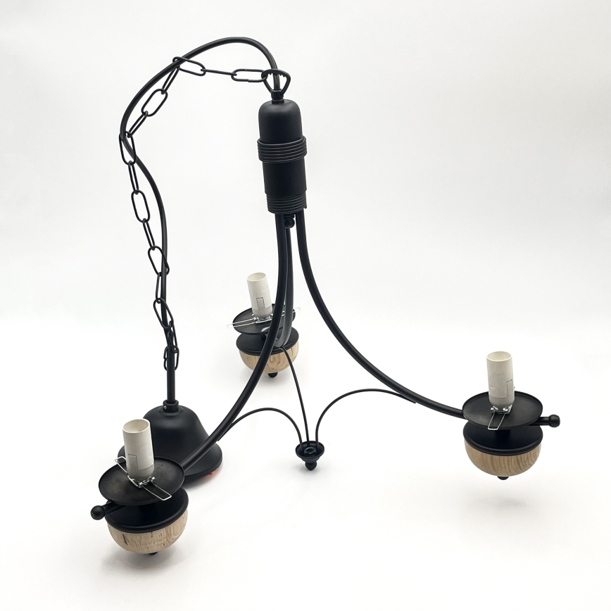 Brilagi - Candeeiro suspenso COTTAGE 3xE14/40W/230V faia/castanho