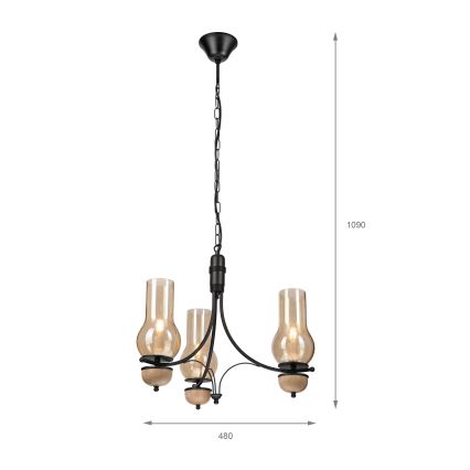 Brilagi - Candeeiro suspenso COTTAGE 3xE14/40W/230V faia/castanho