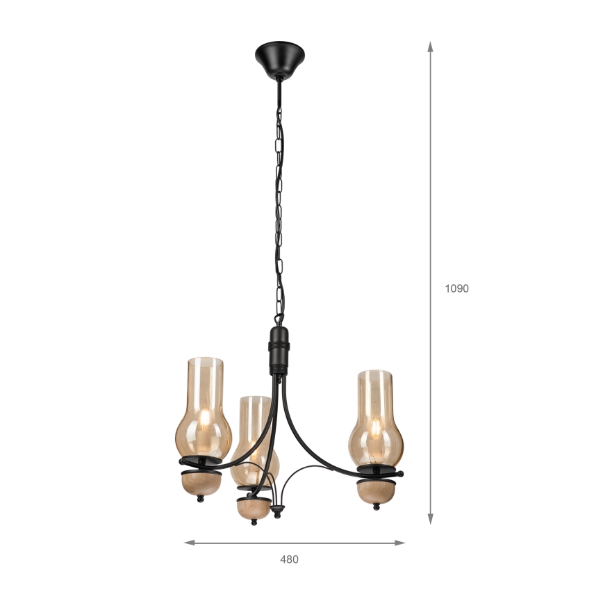 Brilagi - Candeeiro suspenso COTTAGE 3xE14/40W/230V faia/castanho