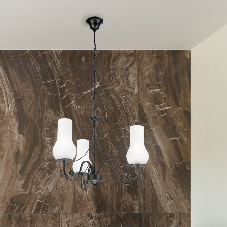 Brilagi - Candeeiro suspenso COTTAGE 3xE14/40W/230V preto/branco