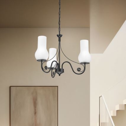 Brilagi - Candeeiro suspenso COTTAGE 3xE14/40W/230V preto/branco