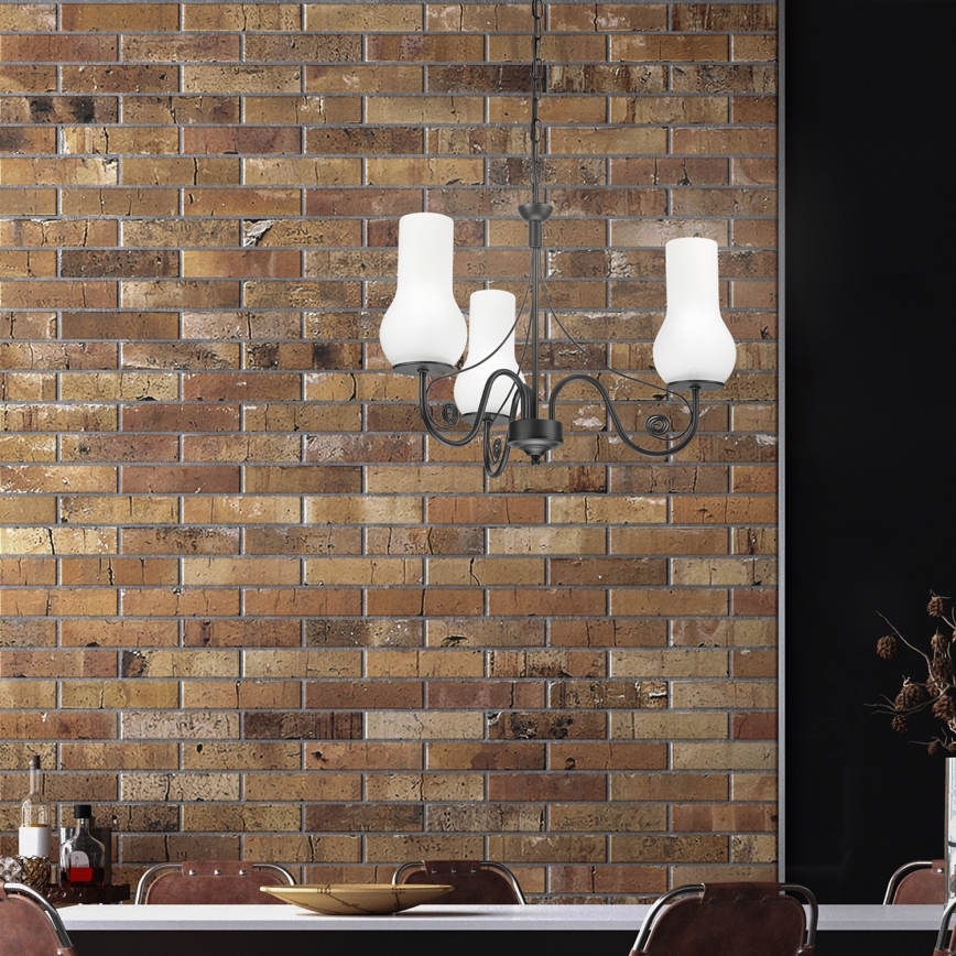 Brilagi - Candeeiro suspenso COTTAGE 3xE14/40W/230V preto/branco