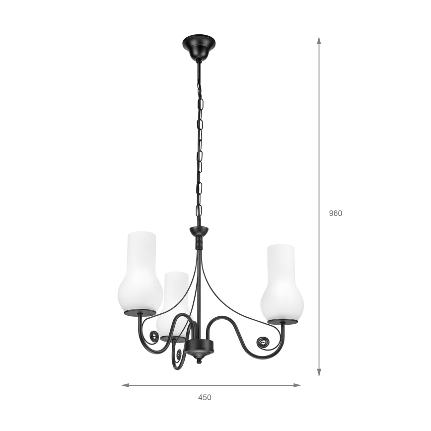 Brilagi - Candeeiro suspenso COTTAGE 3xE14/40W/230V preto/branco