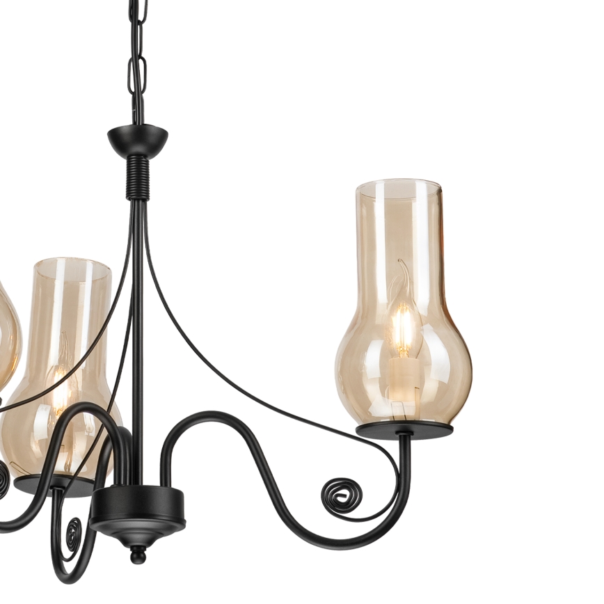 Brilagi - Candeeiro suspenso COTTAGE 3xE14/40W/230V preto/castanho