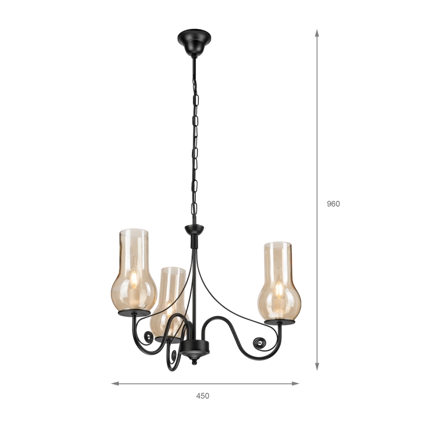 Brilagi - Candeeiro suspenso COTTAGE 3xE14/40W/230V preto/castanho