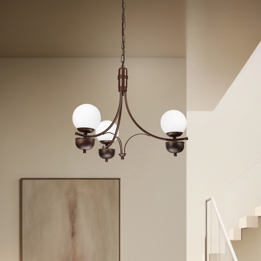 Brilagi - Candeeiro suspenso COTTAGE 3xG9/40W/230V carvalho/branco