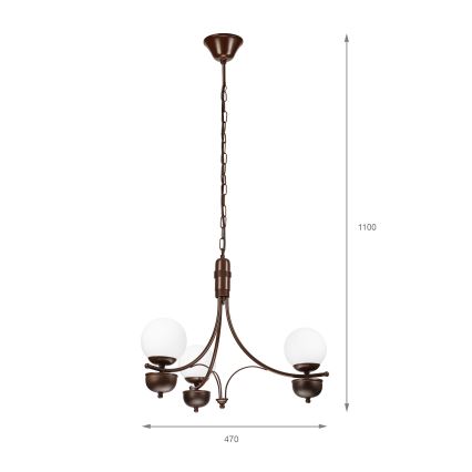 Brilagi - Candeeiro suspenso COTTAGE 3xG9/40W/230V carvalho/branco