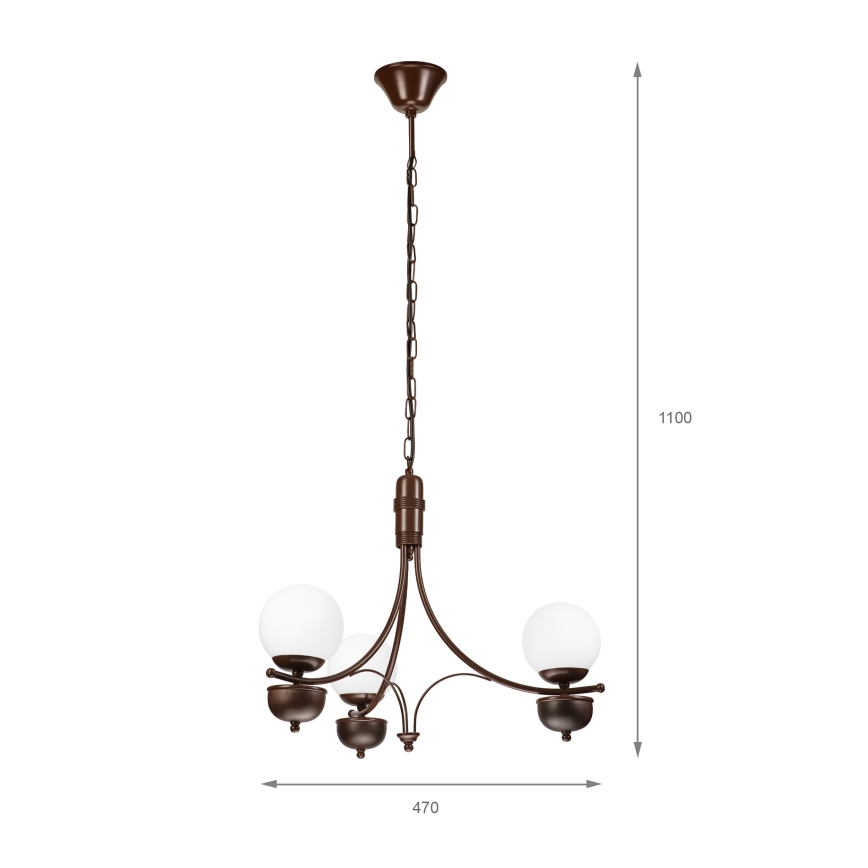 Brilagi - Candeeiro suspenso COTTAGE 3xG9/40W/230V carvalho/branco