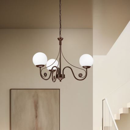 Brilagi - Candeeiro suspenso COTTAGE 3xG9/40W/230V castanho/branco