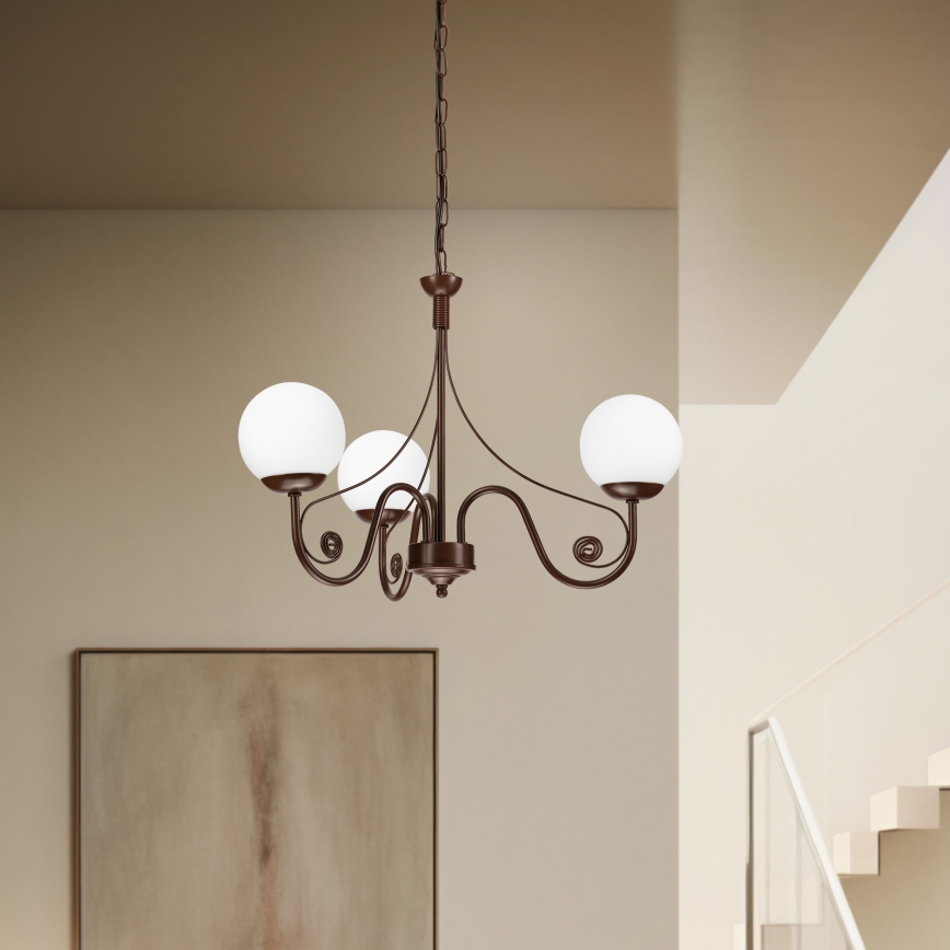 Brilagi - Candeeiro suspenso COTTAGE 3xG9/40W/230V castanho/branco