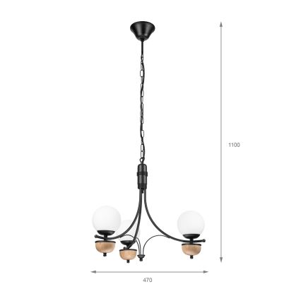 Brilagi - Candeeiro suspenso COTTAGE 3xG9/40W/230V faia/branco