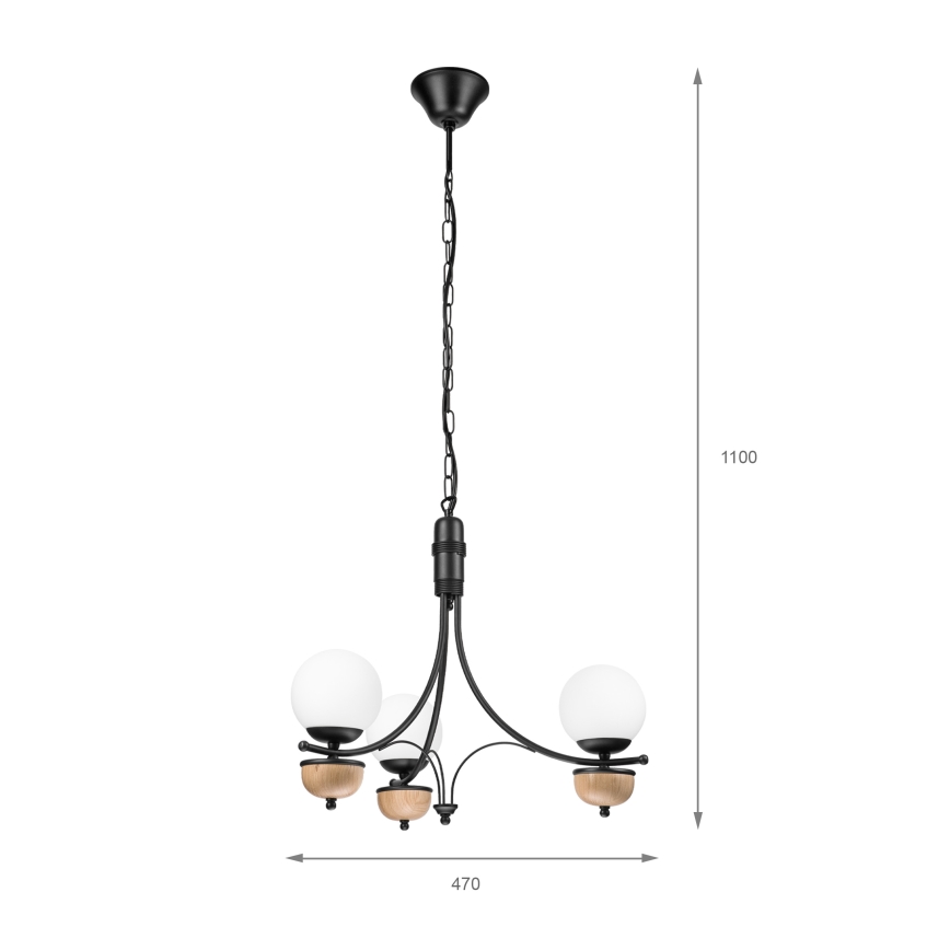 Brilagi - Candeeiro suspenso COTTAGE 3xG9/40W/230V faia/branco