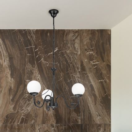 Brilagi - Candeeiro suspenso COTTAGE 3xG9/40W/230V preto/branco