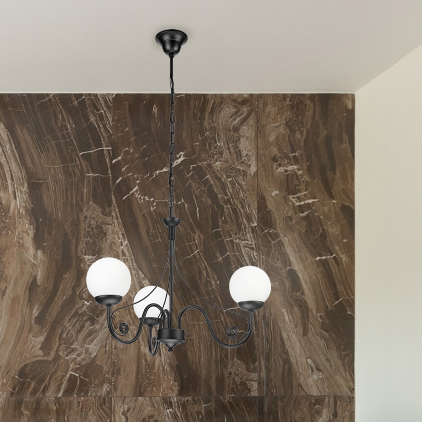 Brilagi - Candeeiro suspenso COTTAGE 3xG9/40W/230V preto/branco