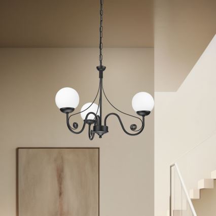 Brilagi - Candeeiro suspenso COTTAGE 3xG9/40W/230V preto/branco