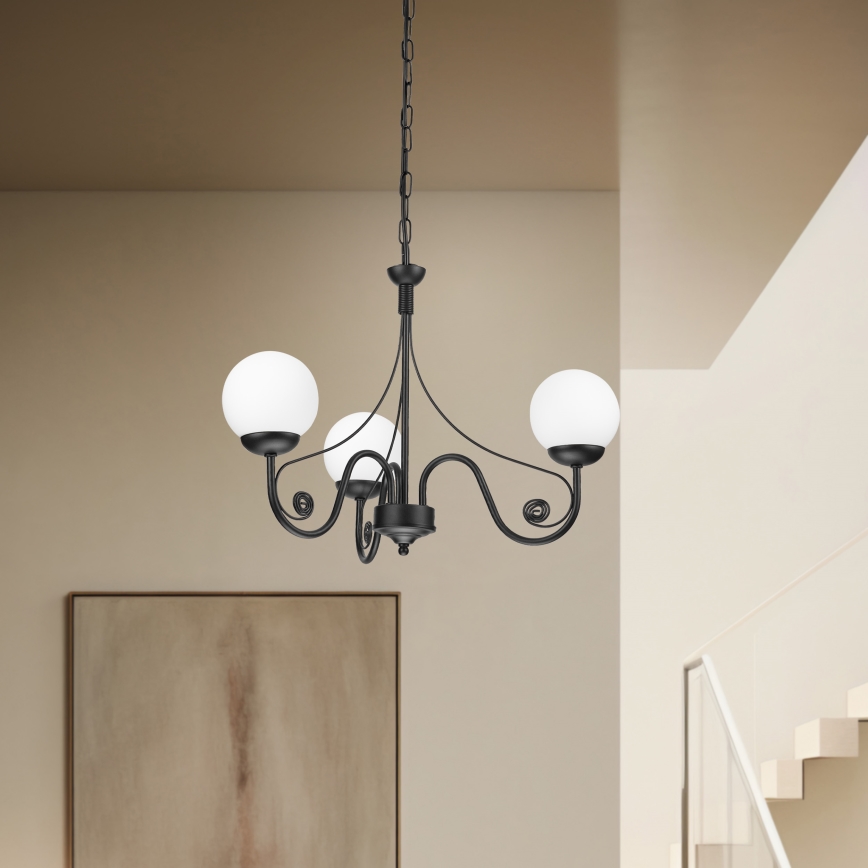 Brilagi - Candeeiro suspenso COTTAGE 3xG9/40W/230V preto/branco