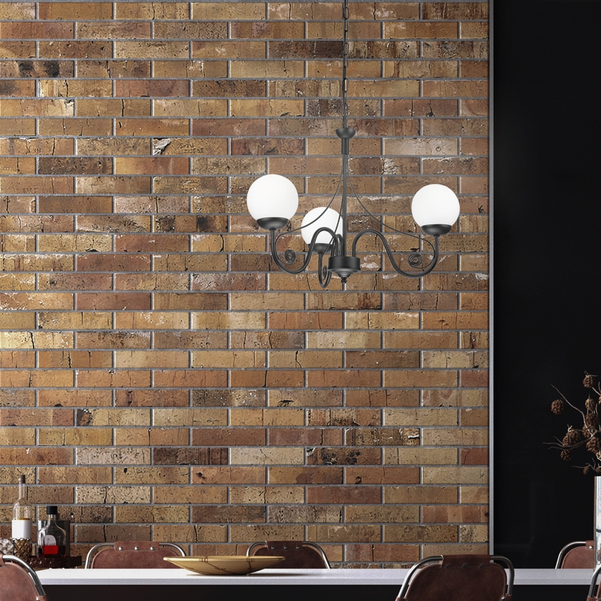 Brilagi - Candeeiro suspenso COTTAGE 3xG9/40W/230V preto/branco