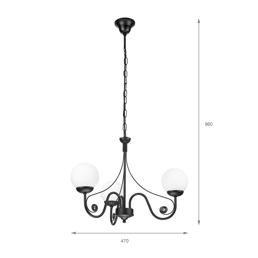 Brilagi - Candeeiro suspenso COTTAGE 3xG9/40W/230V preto/branco