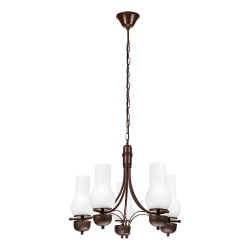 Brilagi - Candeeiro suspenso COTTAGE 5xE14/40W/230V carvalho/branco