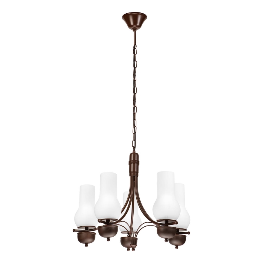 Brilagi - Candeeiro suspenso COTTAGE 5xE14/40W/230V carvalho/branco