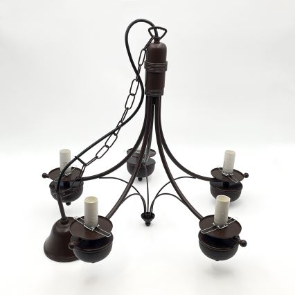 Brilagi - Candeeiro suspenso COTTAGE 5xE14/40W/230V carvalho/branco