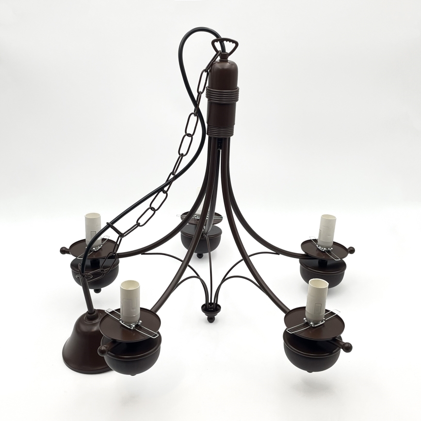 Brilagi - Candeeiro suspenso COTTAGE 5xE14/40W/230V carvalho/branco