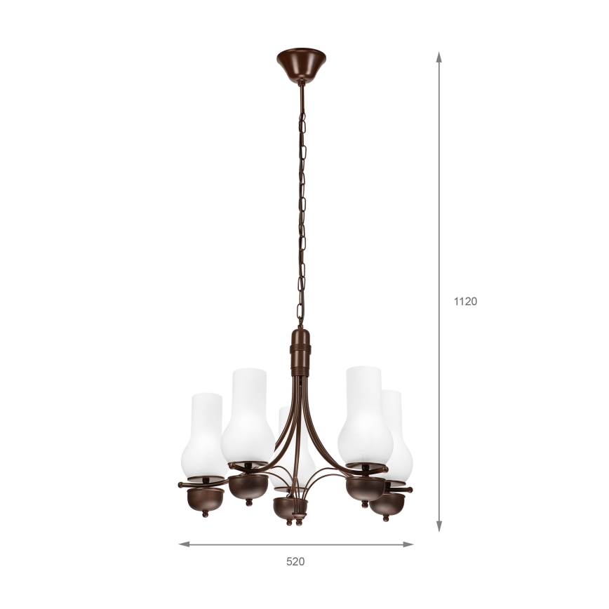 Brilagi - Candeeiro suspenso COTTAGE 5xE14/40W/230V carvalho/branco