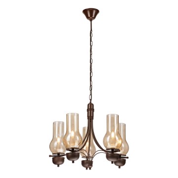 Brilagi - Candeeiro suspenso COTTAGE 5xE14/40W/230V carvalho/castanho
