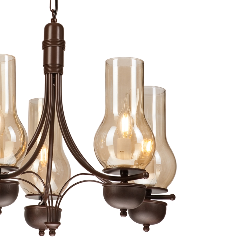 Brilagi - Candeeiro suspenso COTTAGE 5xE14/40W/230V carvalho/castanho