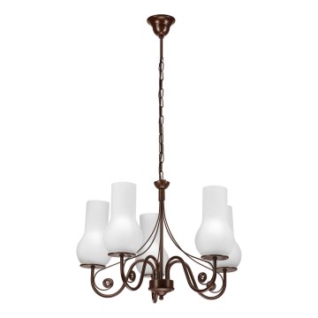 Brilagi - Candeeiro suspenso COTTAGE 5xE14/40W/230V castanho/branco