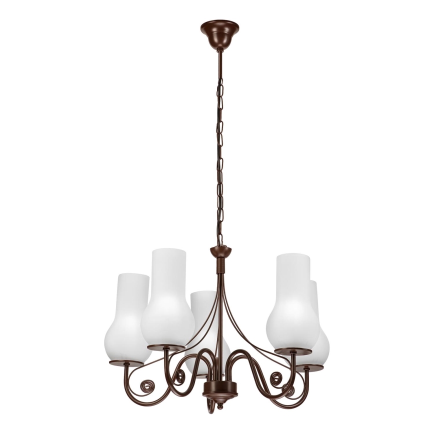 Brilagi - Candeeiro suspenso COTTAGE 5xE14/40W/230V castanho/branco