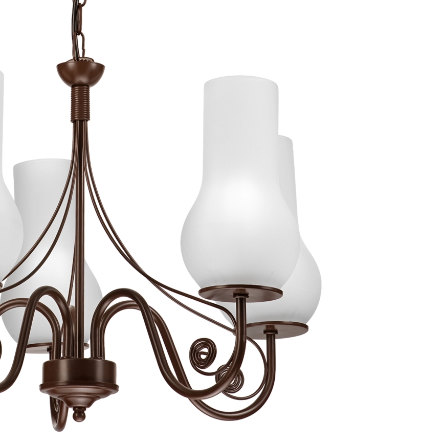 Brilagi - Candeeiro suspenso COTTAGE 5xE14/40W/230V castanho/branco