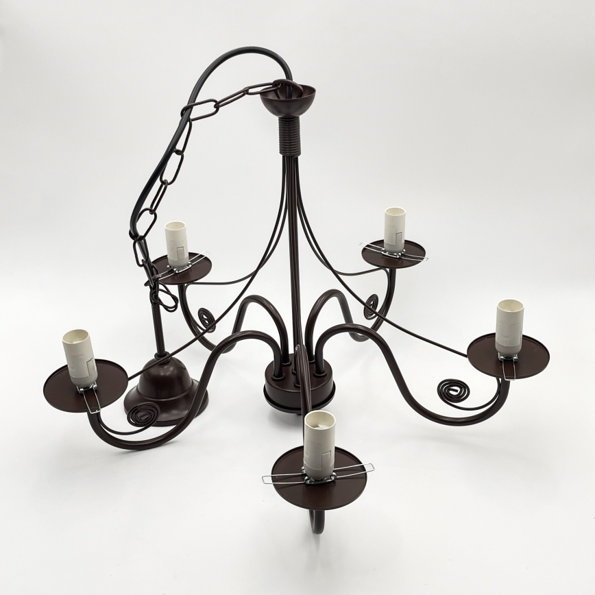 Brilagi - Candeeiro suspenso COTTAGE 5xE14/40W/230V castanho/branco