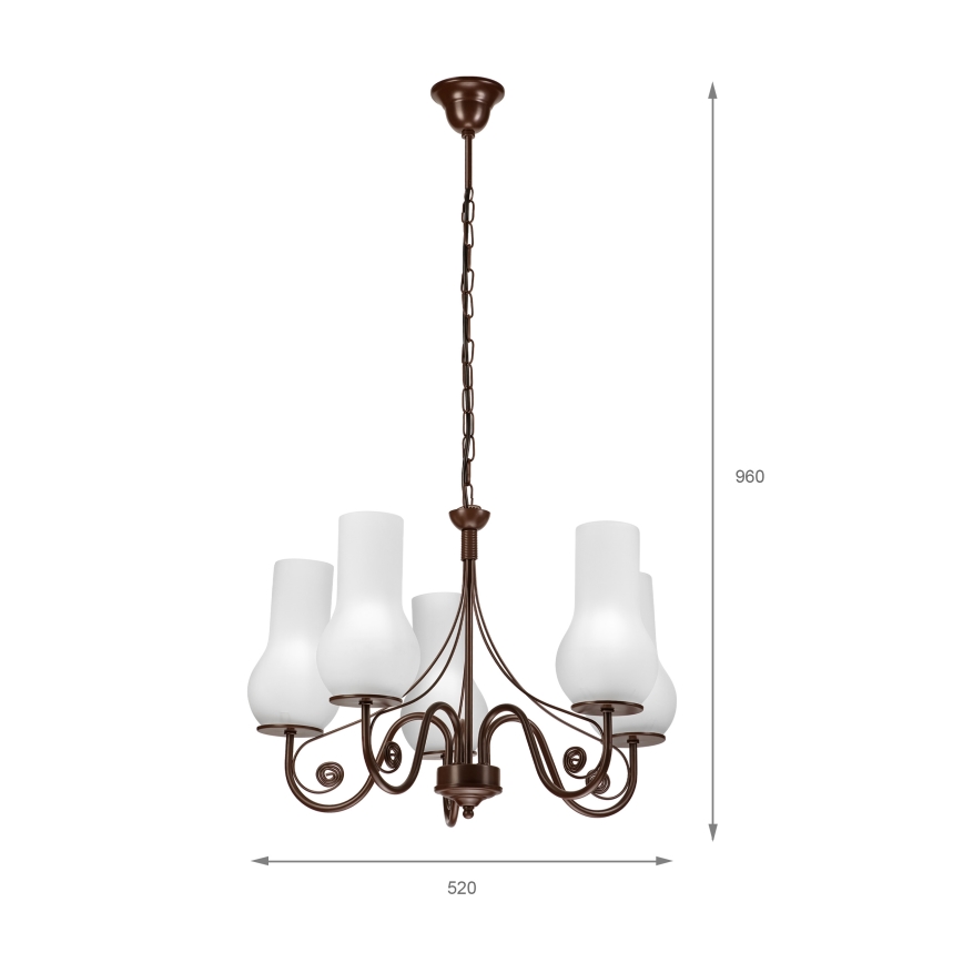 Brilagi - Candeeiro suspenso COTTAGE 5xE14/40W/230V castanho/branco