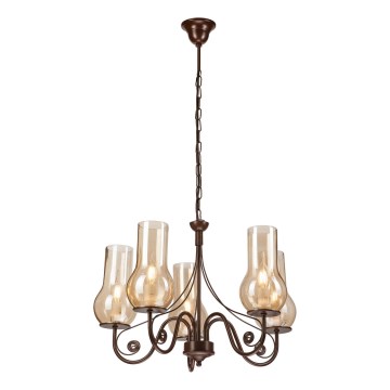 Brilagi - Candeeiro suspenso COTTAGE 5xE14/40W/230V castanho