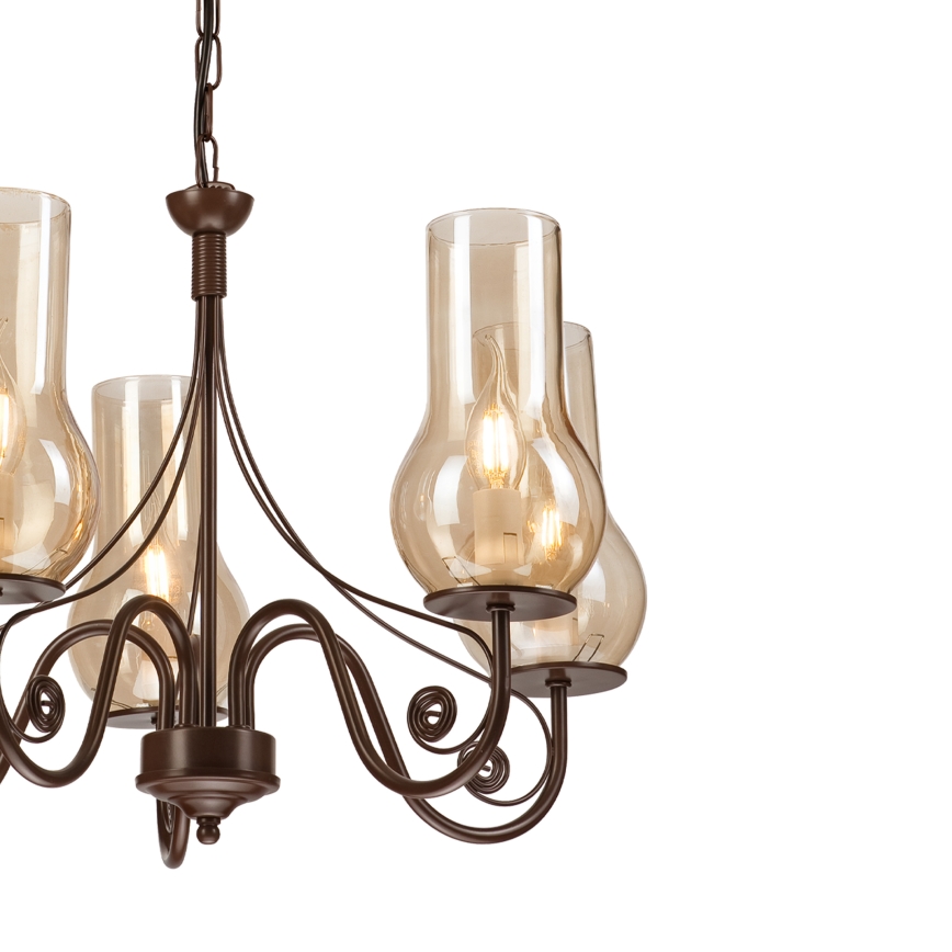 Brilagi - Candeeiro suspenso COTTAGE 5xE14/40W/230V castanho