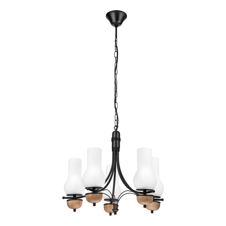 Brilagi - Candeeiro suspenso COTTAGE 5xE14/40W/230V faia/branco
