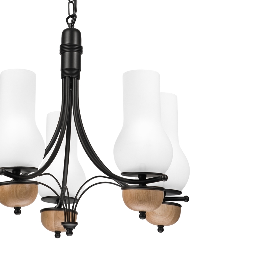 Brilagi - Candeeiro suspenso COTTAGE 5xE14/40W/230V faia/branco