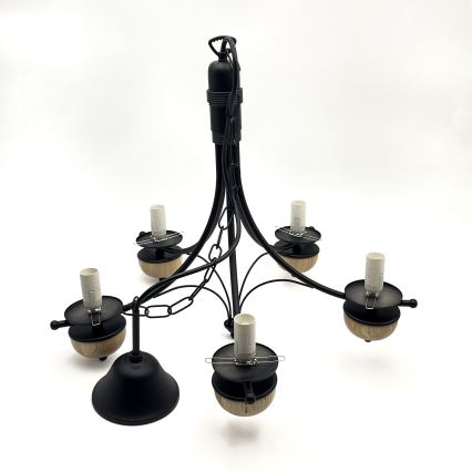 Brilagi - Candeeiro suspenso COTTAGE 5xE14/40W/230V faia/branco